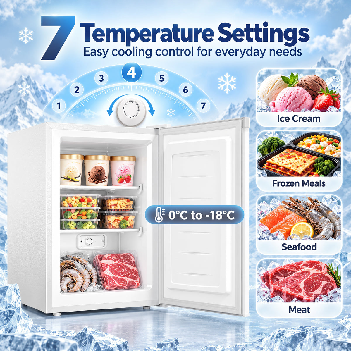 HOMCOM 85L Mini Freezer Countertop in White