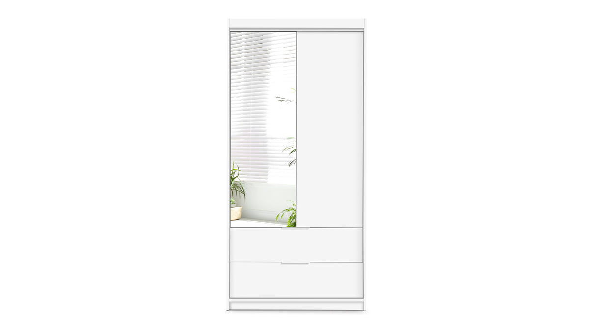 Mallorca Hinged Mirror Door Wardrobe 103cm (MALLORCA-103)