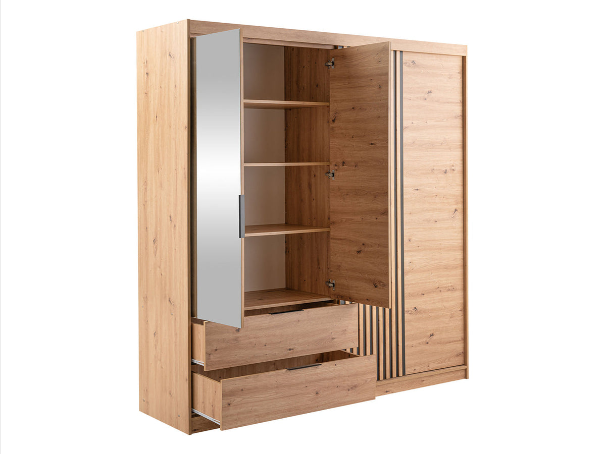 Mallorca Hinged Mirror Door Wardrobe 203cm (MALLORCA-203)