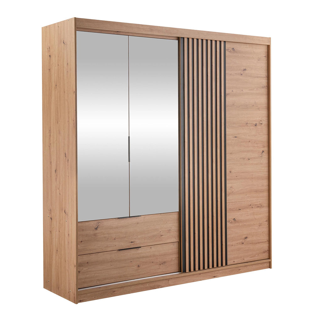 Mallorca Hinged Mirror Door Wardrobe 203cm (MALLORCA-203)