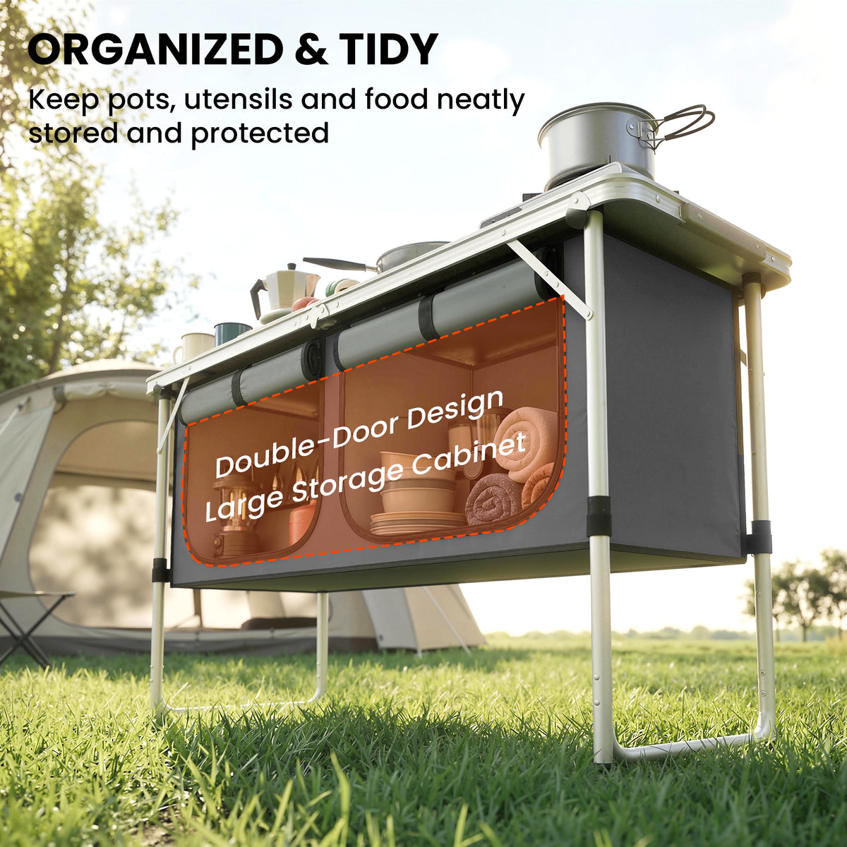 Outsunny Camping Cupboards in Silver