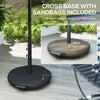 Outsunny 2.7 m Garden Parasol Umbrella with Cross Base and Sandbag, Retractable Ribs, Outdoor Table Market Umbrella, Black