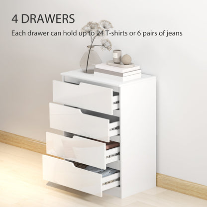 HOMCOM Chest of Drawers and Bedside Table, Modern, High Gloss