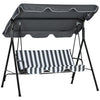 Outsunny 3 Seater Garden Swing Chair, Outdoor Swing Chair with Adjustable Canopy, Mental Frame & Cushions, Grey