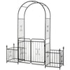 Outsunny Metal Garden Arbor Arch with Double Doors, 2 Side Planter Baskets, Climbing Vine Frame, Black
