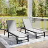 Outsunny Folding Sun Lounger Set of 2, 5-Position Adjustable Reclining Garden Loungers, Garden Chaise Lounge Sunbed Recliner Chairs with Steel Frame for Beach, Porch, Patio, Camping, Light Grey