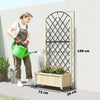 Outsunny Raised Garden Bed with Metal Trellis, Wooden Elevated Planter Box with Lockable Wheels, Outdoor Raised Planter, Natural