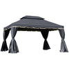 Outsunny 3 x 4m Aluminium GardenÂ Gazebo, Marquee Canopy Shelter Pavilion Party Tent with Nets and Curtains for Garden and Deck, Black
