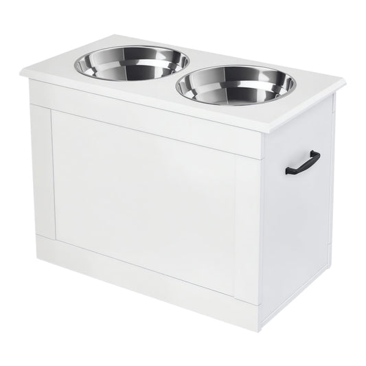 PawHut Raised Dog Bowls in White