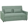 HOMCOM Three-Way 2 Seater Sofa Bed with Three-position back and Two Soft Pillows - Green