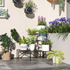 Outsunny Three-Tier Corner Metal Plants Shelves - Black