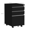 Vinsetto 3-Drawer Filing Cabinet with Lock, Mobile Steel File Cabinet for A4, Legal and Letter Size, Under Desk Drawers with Pre-Assembled Body for Home Office, 37 x 43.5 x 60 cm, Black