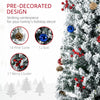 HOMCOM 7.5' Artificial Prelit Christmas Trees Holiday DÃ©cor with Colourful LED Lights, Flocked Tips, Berry, Pine Cone