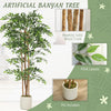 HOMCOM 180cm Artificial Ficus Tree, Fake Potted Tree with Solid Wood Trunk and Pot for Indoor, Green