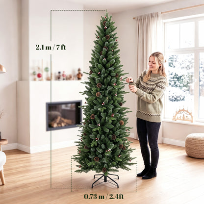 HOMCOM Slim Gracious Pine Xmas Tree in Green