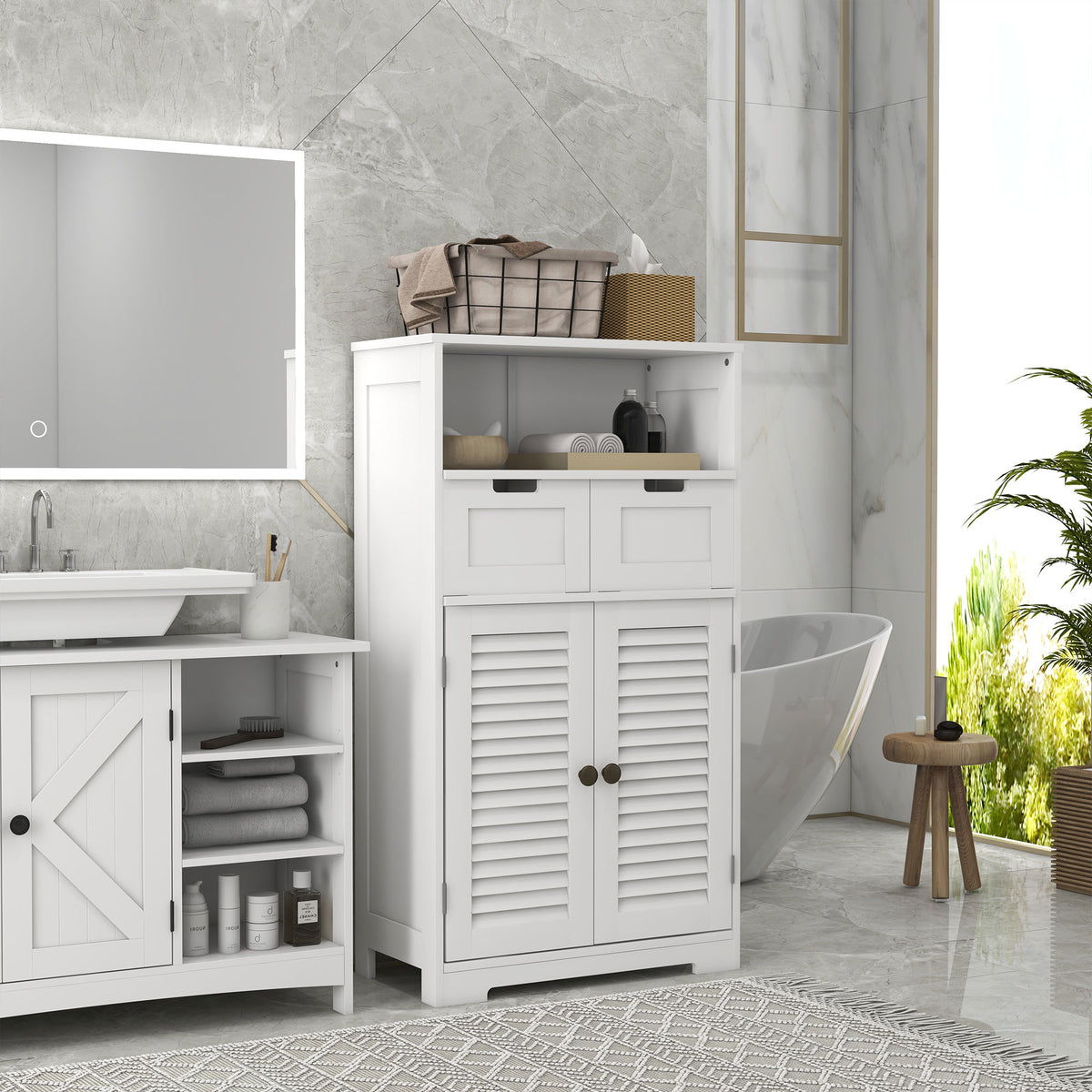 kleankin Three-Part Bathroom Storage Unit in White