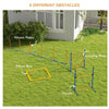 PawHut Dog Agility Training Equipment with Weave Poles, Jump Ring, Pause Box, Adjustable Hurdle, Carry Bag, Orange