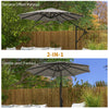 Outsunny 3(m) Convertible Cantilever Parasol and Centre-post Garden Parasol with Cross Base, 360Â° Rotation Banana Parasol with Crank Handle and 8 Ribs, Hanging Patio Umbrella, Black and White