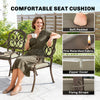 Outsunny 9 Piece Cast Aluminium Garden Dining Set, Garden Table and Chairs Set with Cushions, Parasol Hole for Patio, Bronze Tone