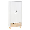 HOMCOM 2-Door Clothes Wardrobe w/ Rail Shelf 2 Drawers Wood Feet Elegant Home Storage Organisation Furniture, White