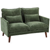 HOMCOM 2 Seater Sofa, Loveseat Sofa with Spring Cushions, Wide and Deep Seat, Wood Legs, Green