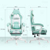 HOMCOM Cat Ear and Paw Reclining Office Chair, with Footrest - Light Blue/White