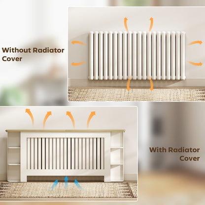 HOMCOM Radiator Cover with Open Storage Shelves in White