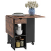 HOMCOM Folding Dining Table, Drop Leaf Table for Small Spaces, Foldable Table with Drawer and Storage Shelves for Kitchen, Dining Room, Rustic Brown