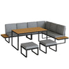 Outsunny Patio Furniture Set Modular Garden Sofa Set 6 Pieces with Dining Table for Outdoor Patio Grey