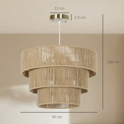 HOMCOM Hemp Rope Ceiling Light in Tan