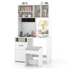 Makeup Dressing Table with Power Outlets and Jewelry Storage-White
