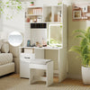 Makeup Dressing Table with Power Outlets and Jewelry Storage-White