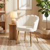HOMCOM Lounge Chair Petal-Back Armchair Metal Metal Legs for Living Room Bedroom Cream