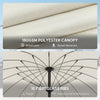 Outsunny 2 m Shanghai Garden Parasol Umbrella with 16 Fibreglass Ribs, Outdoor Parasol Sun Shade with Crank & Tilt, Cream White
