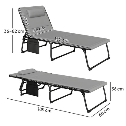 Outsunny Set of Two Reclining Sun Loungers in Light Grey