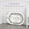 HOMCOM Foldable Baby Bathtub Set, Collapsible Bath Tub with Thermostatic Water Plug, Non-Slip Support, Cushion Pad, Drain Plugs, for Newborn to 3 Years - Offwhite
