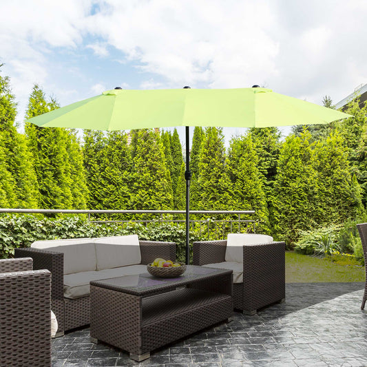 Outsunny Double-side Umbrella Parasol, 2.7x4.6Wx2.4H m-Grass Green