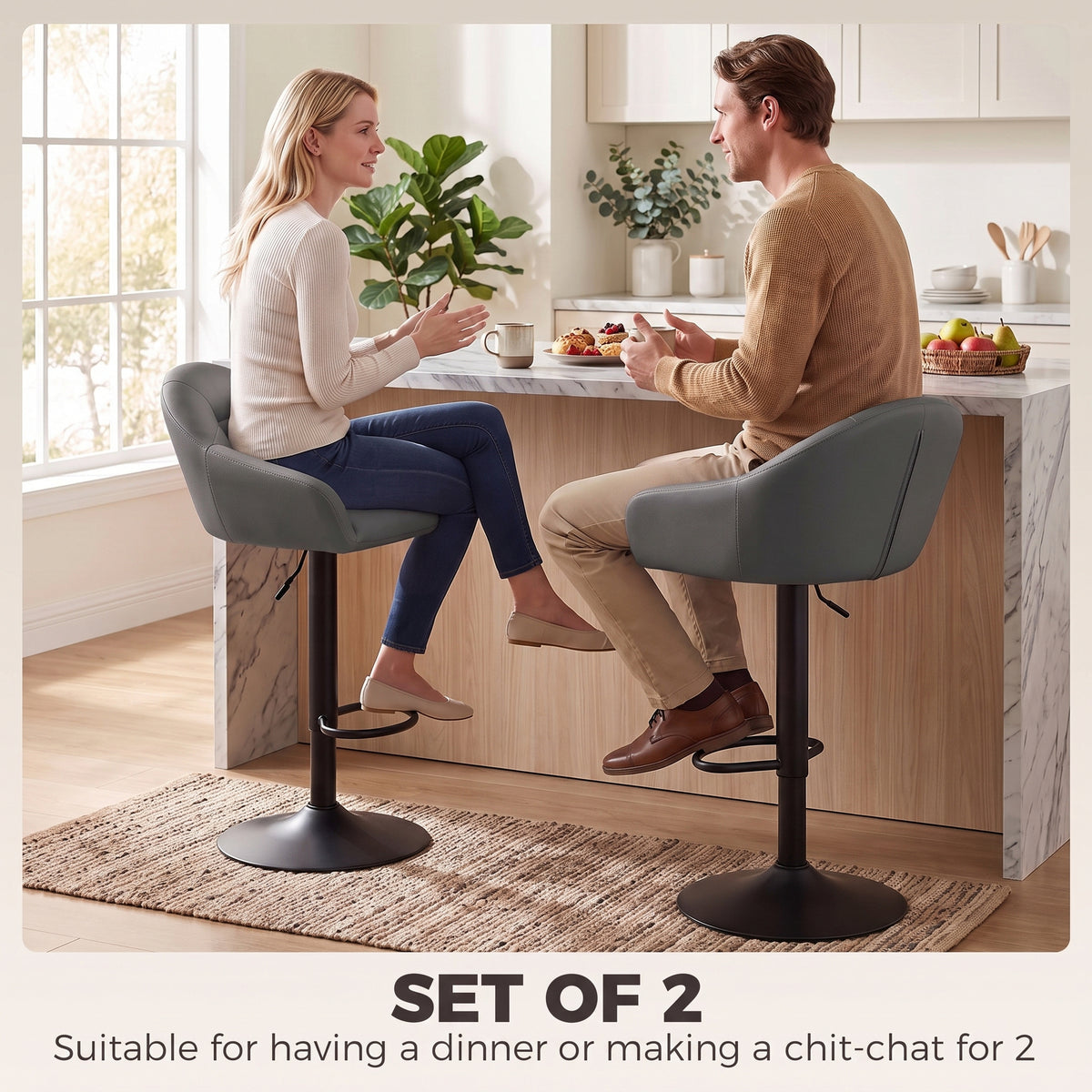 HOMCOM Bar Stools in Grey