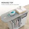 HOMCOM Rolling Ironing Board Cabinet, Foldable Ironing Station with Storage, Wheels for Home, Laundry Room, White