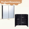 Medicine Cabinet with Mirror Wall Mounted Bathroom Cabinet-Black