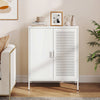 Metal Buffet Sideboard with 2 Doors and Adjustable Shelves-White