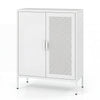 Metal Buffet Sideboard with 2 Doors and Adjustable Shelves-White