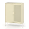 Metal Buffet Sideboard with 2 Doors and Adjustable Shelves-Yellow