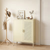 Metal Buffet Sideboard with 2 Doors and Adjustable Shelves-Yellow