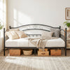 Metal Daybed Frame Sofa Bed with Classic Headboard Platform Bed Foundation-Black