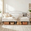 Metal Daybed Frame Sofa Bed with Classic Headboard Platform Bed Foundation-White
