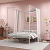 Double Size Metal Canopy Bed Frame-White