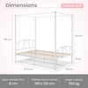 Double Size Metal Canopy Bed Frame-White
