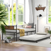 Metal Daybed with Pull-out Trundle Sofa Guest Bed with Wheels-Single Size