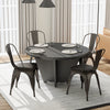Metal Dining Chair Set of 4 with Removable Backs and PU Leather Cushioned Seat-Brown